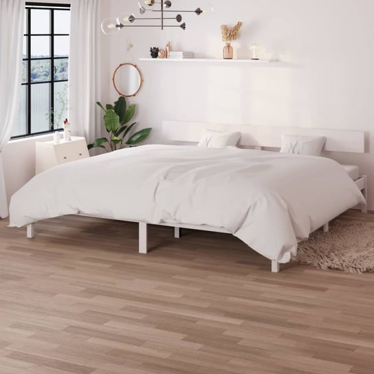 vidaXL Rama łóżka, biała, lite drewno sosnowe, 180x200 cm Esschert Design