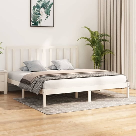 vidaXL Rama łóżka, biała, lite drewno sosnowe, 180x200 cm vidaXL