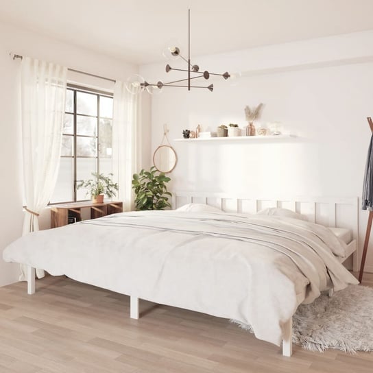 vidaXL Rama łóżka, biała, lite drewno sosnowe, 200 x 200 cm vidaXL