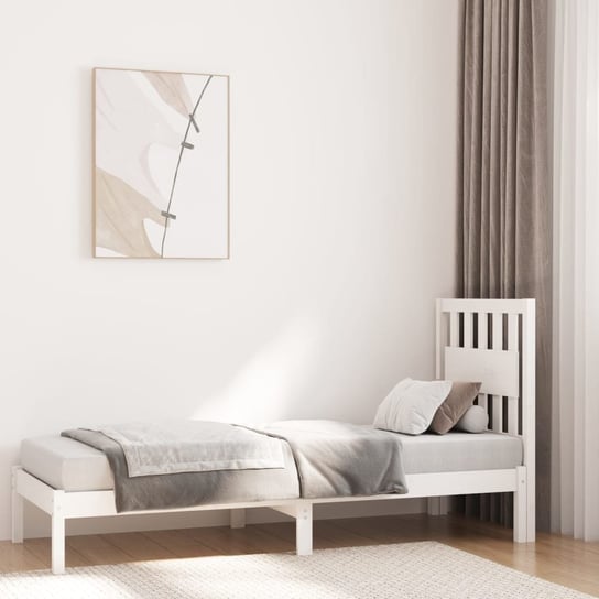 vidaXL Rama łóżka, biała, lite drewno sosnowe, 75x190 cm, pojedyncza vidaXL