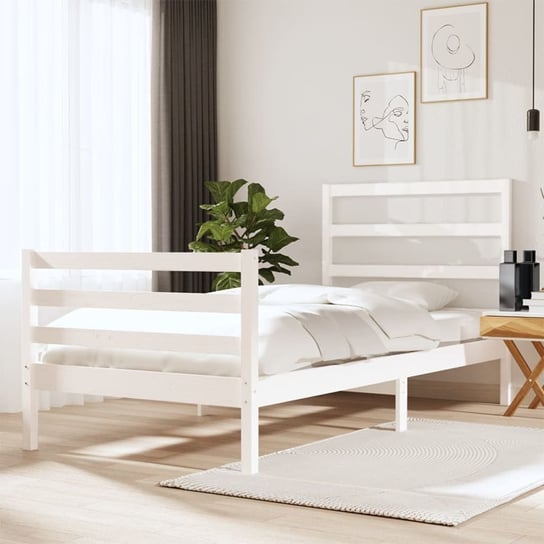 vidaXL Rama łóżka, biała, lite drewno sosnowe, 90x190 cm, pojedyncza vidaXL