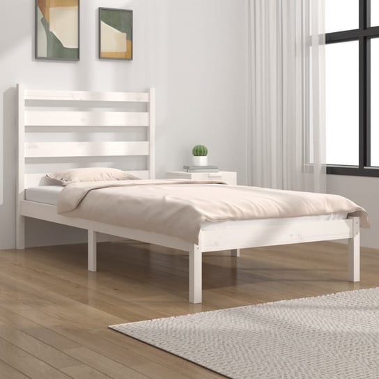 vidaXL Rama łóżka, biała, lite drewno sosnowe, 90x200 cm vidaXL