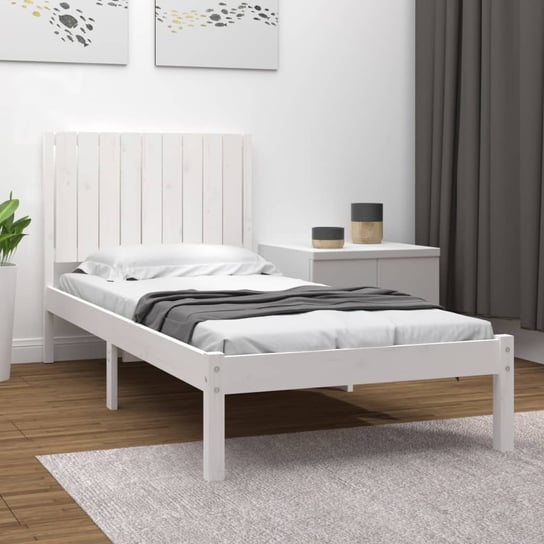 vidaXL Rama łóżka, biała, lite drewno sosnowe, 90x200 cm vidaXL