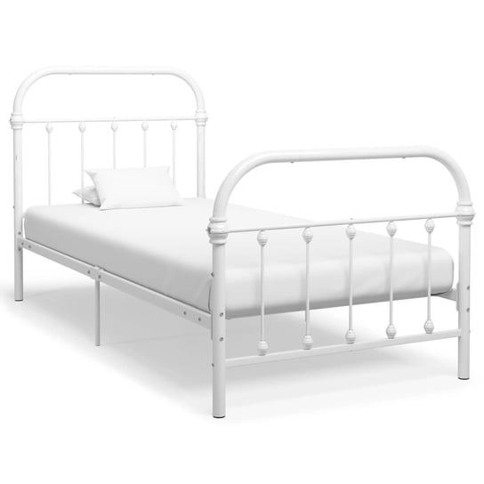 vidaXL Rama łóżka, biała, metalowa, 100 x 200 cm vidaXL