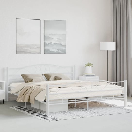 vidaXL Rama łóżka, biała, metalowa, 180 x 200 cm vidaXL
