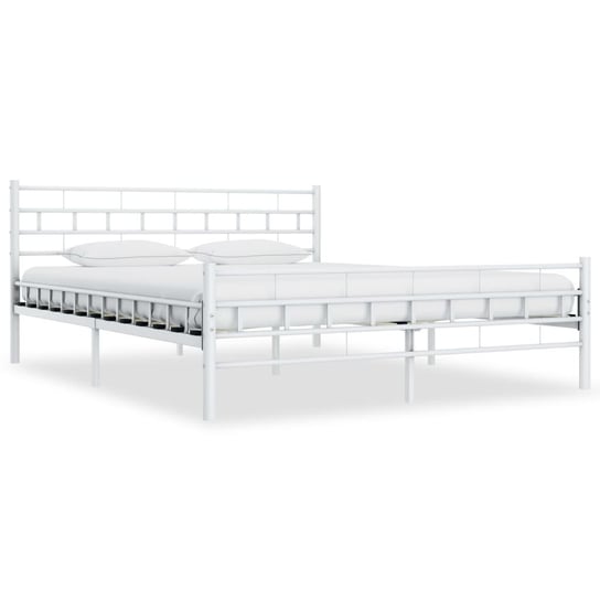 vidaXL Rama łóżka, biała, metalowa, 200 x 200 cm vidaXL