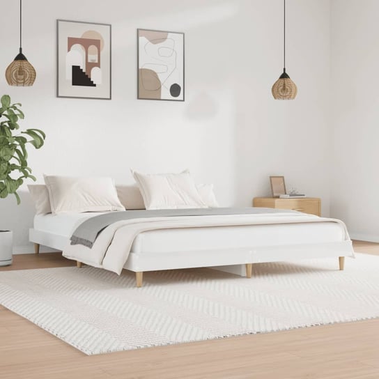 vidaXL Rama łóżka, biała, połysk, 160x200 cm, materiał drewnopochodny vidaXL
