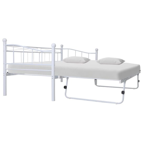 vidaXL Rama łóżka, biała, stalowa, 180x200/90x200 cm vidaXL