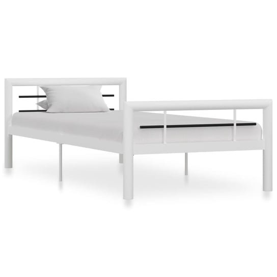 vidaXL Rama łóżka, biało-czarna, metalowa, 100 x 200 cm vidaXL