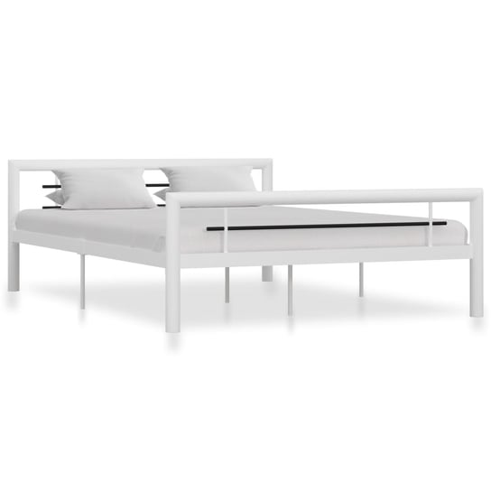 vidaXL Rama łóżka, biało-czarna, metalowa, 120 x 200 cm vidaXL