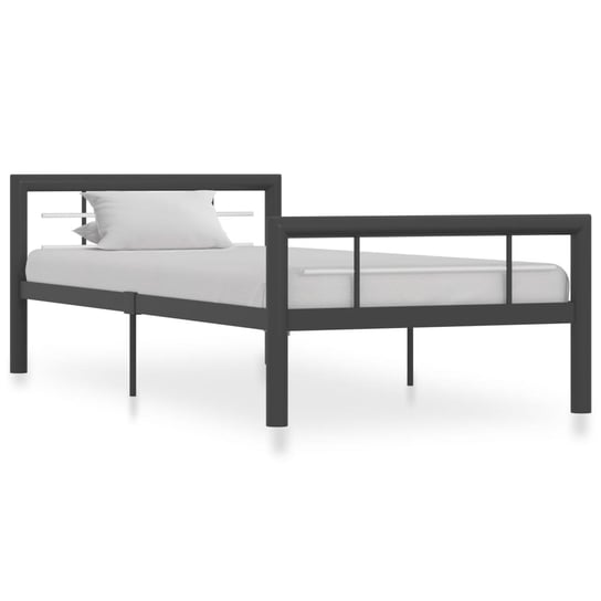 vidaXL Rama łóżka, biało-szara, metalowa, 90 x 200 cm vidaXL
