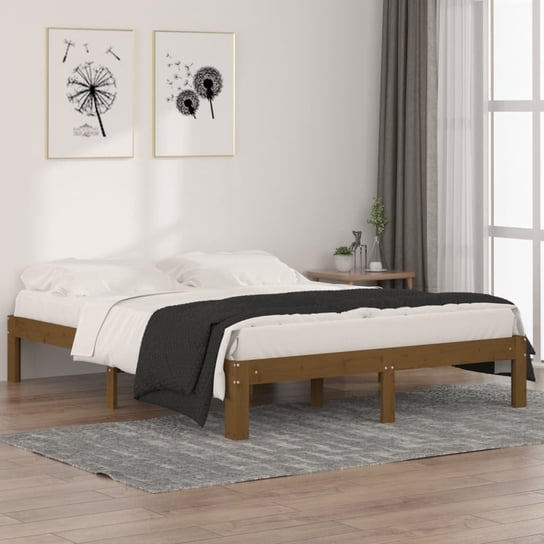 vidaXL Rama łóżka, brąz, lite drewno, 150x200 cm, 5FT, King Size vidaXL
