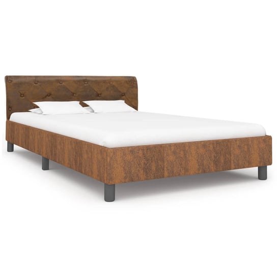 vidaXL Rama łóżka, brązowa, sztuczna skóra zamszowa, 140 x 200 cm vidaXL