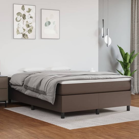 vidaXL Rama łóżka, brązowe, 140x190 cm, sztuczna skóra vidaXL