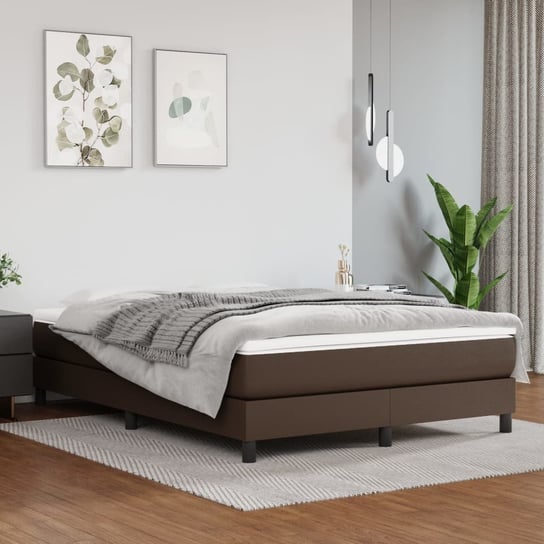 vidaXL Rama łóżka, brązowe, 140x200 cm, sztuczna skóra vidaXL