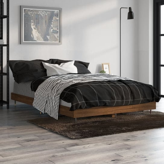 vidaXL Rama łóżka, brązowy dąb, 120x190 cm, materiał drewnopochodny vidaXL