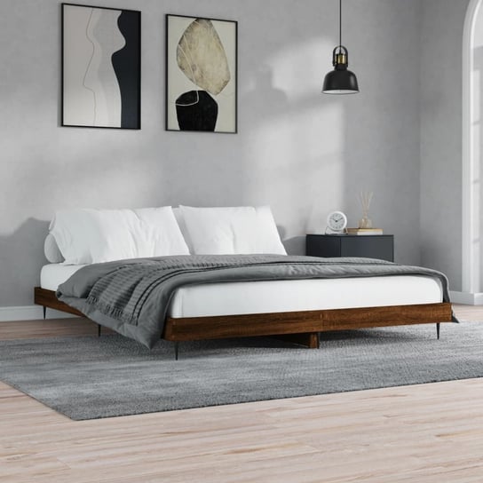 vidaXL Rama łóżka, brązowy dąb, 120x200 cm, materiał drewnopochodny vidaXL