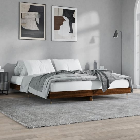vidaXL Rama łóżka, brązowy dąb, 140x200 cm, materiał drewnopochodn vidaXL