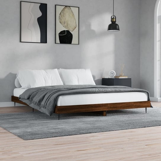 vidaXL Rama łóżka, brązowy dąb, 140x200 cm, materiał drewnopochodn vidaXL