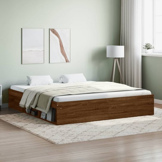 vidaXL Rama łóżka, brązowy dąb, 180x200 cm, super king size vidaXL