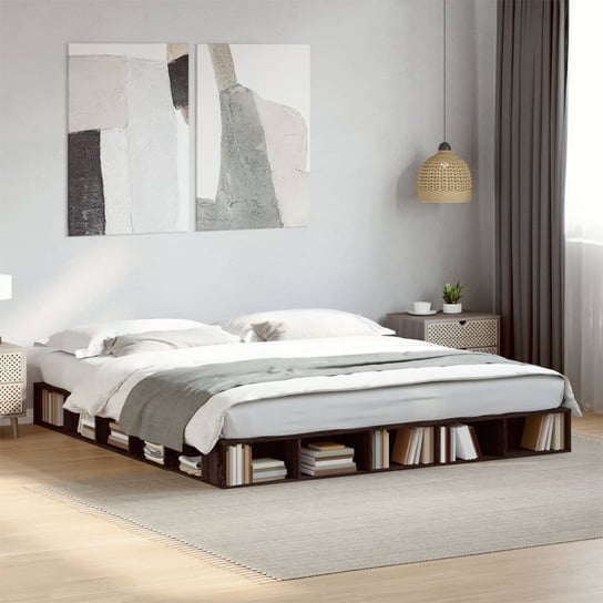 vidaXL Rama łóżka, brązowy dąb, 200x200 cm, materiał drewnopochodny vidaXL