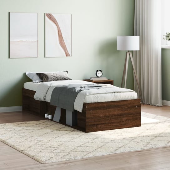 vidaXL Rama łóżka, brązowy dąb, 75x190 cm, mała pojedyncza vidaXL