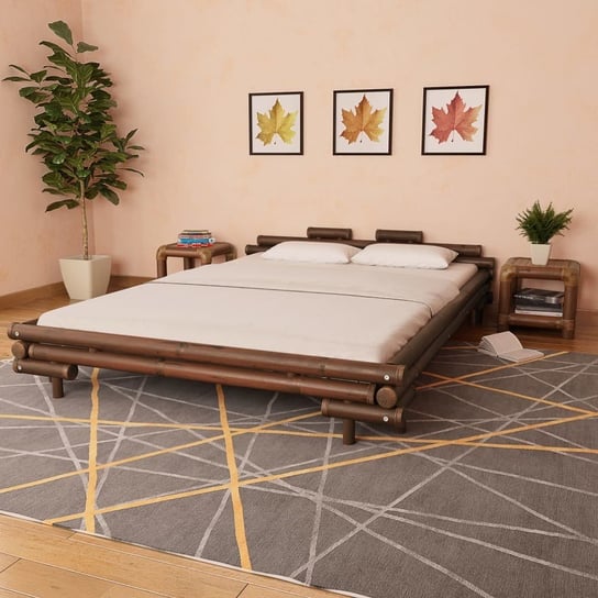vidaXL Rama łóżka, ciemnobrązowa, bambusowa, 160 x 200 cm vidaXL
