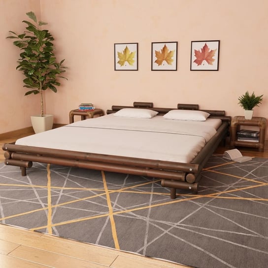 vidaXL Rama łóżka, ciemnobrązowa, bambusowa, 180 x 200 cm vidaXL