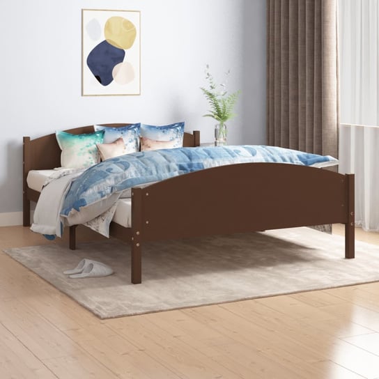 vidaXL Rama łóżka, ciemnobrązowa, lite drewno sosnowe, 160 x 200 cm vidaXL