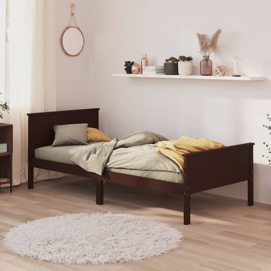 vidaXL Rama łóżka, ciemnobrązowa, lite drewno sosnowe, 90 x 200 cm vidaXL