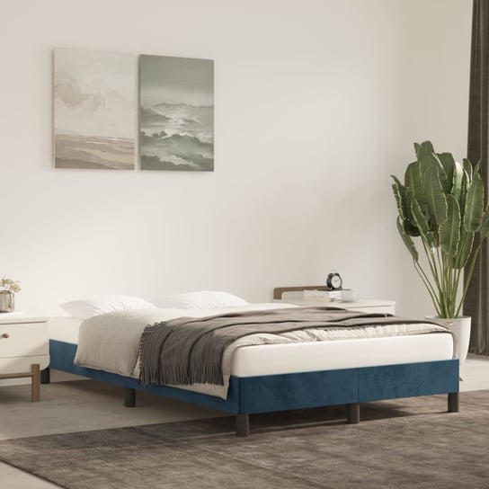 vidaXL Rama łóżka, ciemnoniebieska, 120x200 cm, tapicerowana aksamitem vidaXL