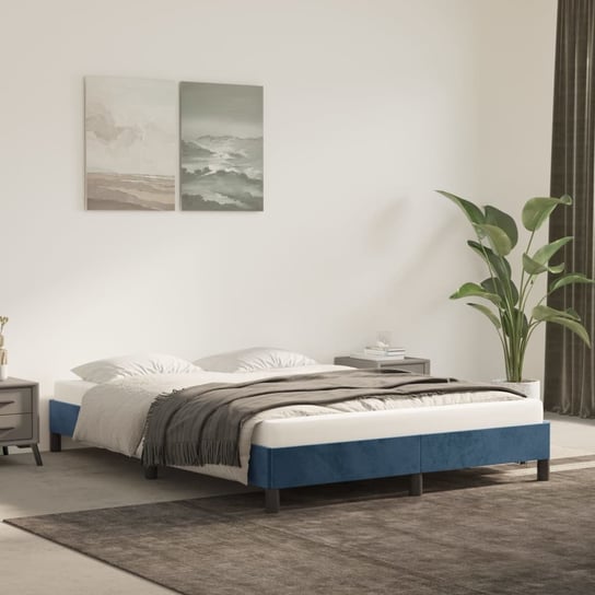 vidaXL Rama łóżka, ciemnoniebieska, 140x190 cm, aksamitna vidaXL