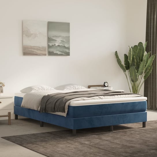 vidaXL Rama łóżka, ciemnoniebieska, 140x200 cm, tapicerowana aksamitem vidaXL