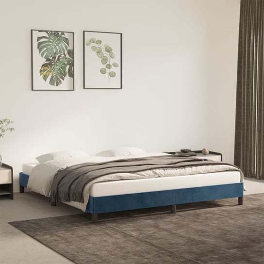 vidaXL Rama łóżka, ciemnoniebieska, 160x200 cm, tapicerowana aksamitem vidaXL