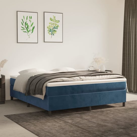 vidaXL Rama łóżka, ciemnoniebieska, 160x200 cm, tapicerowana aksamitem vidaXL