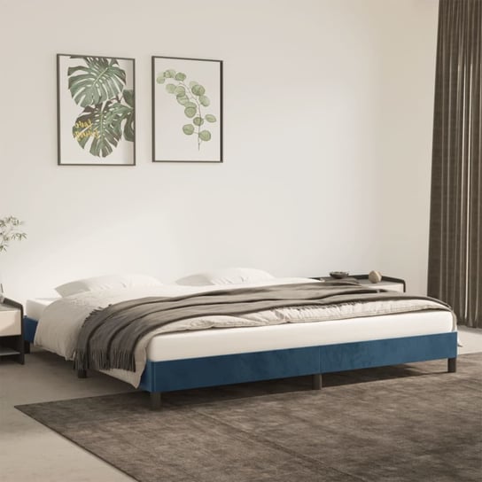 vidaXL Rama łóżka, ciemnoniebieska, 200x200 cm, tapicerowana aksamitem vidaXL