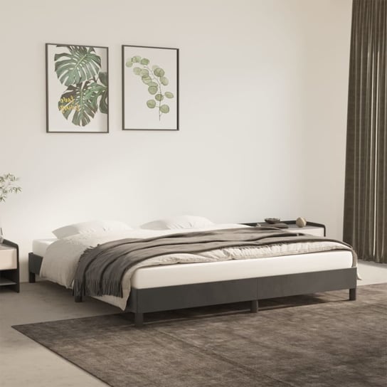 vidaXL Rama łóżka, ciemnoszara, 180x200 cm, tapicerowana aksamitem vidaXL