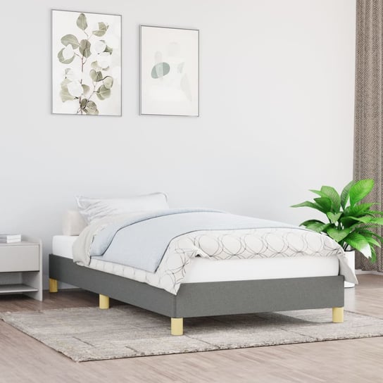 vidaXL Rama łóżka, ciemnoszara, 90 x 200 cm, tapicerowana tkaniną vidaXL
