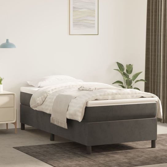 vidaXL Rama łóżka, ciemnoszara, 90x190 cm, tapicerowana tkaniną vidaXL