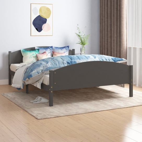 vidaXL Rama łóżka, ciemnoszara, lite drewno sosnowe, 140 x 200 cm vidaXL