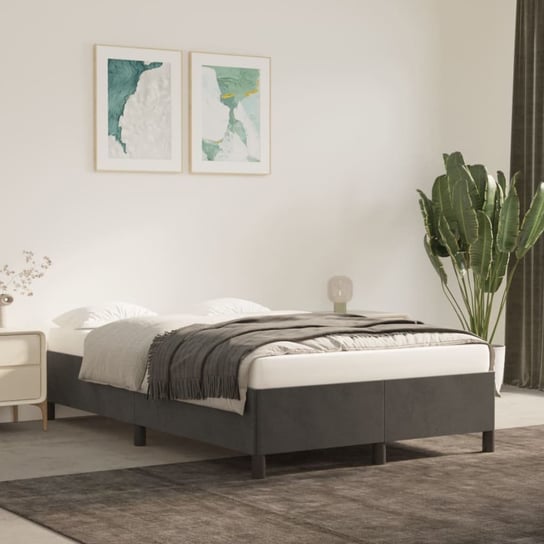 vidaXL Rama łóżka, ciemnoszara, tapicerowana aksamitem, 120 x 200 cm vidaXL