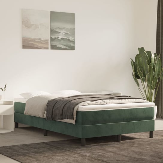 vidaXL Rama łóżka, ciemnozielona, 120x200 cm, tapicerowana aksamitem vidaXL