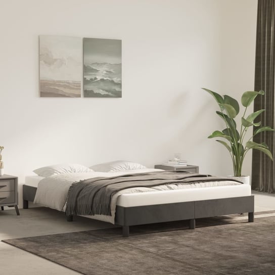 vidaXL Rama łóżka, ciemnozielona, 140x190 cm, tapicerowana aksamitem vidaXL