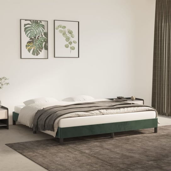 vidaXL Rama łóżka, ciemnozielona, 160x200 cm, tapicerowana aksamitem vidaXL
