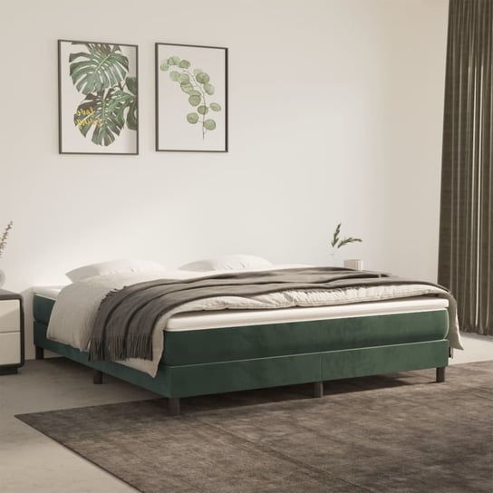vidaXL Rama łóżka, ciemnozielona, 160x200 cm, tapicerowana aksamitem vidaXL