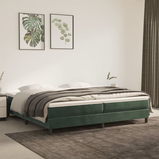 vidaXL Rama łóżka, ciemnozielona, 200x200 cm, tapicerowana aksamitem vidaXL