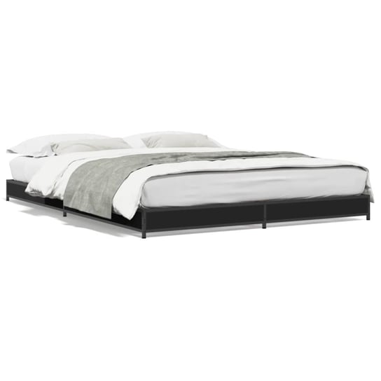 vidaXL Rama łóżka, czarna, 120x200 cm, materiał drewnopochodny i metal vidaXL