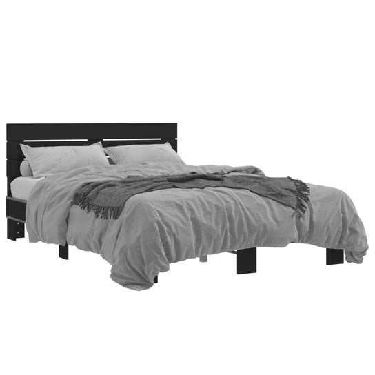 vidaXL Rama łóżka, czarna, 135x190 cm, materiał drewnopochodny i metal vidaXL