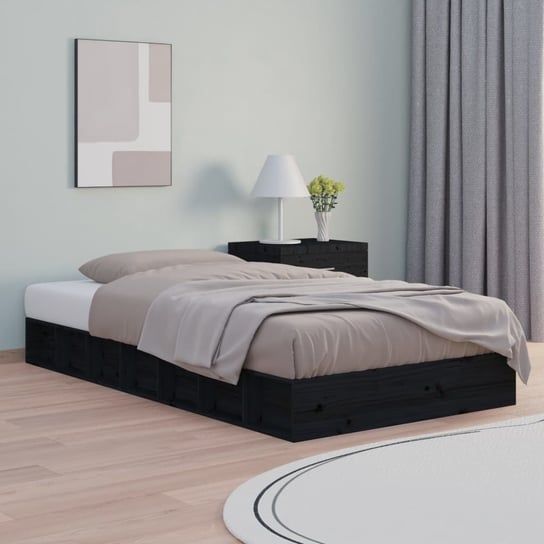 vidaXL Rama łóżka, czarna, 140 x 190 cm, lite drewno vidaXL