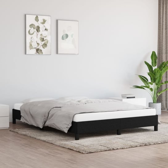 vidaXL Rama łóżka, czarna, 140 x 200 cm, obita tkaniną vidaXL
